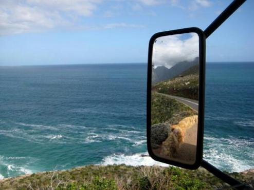 The always exciting co-host Savannah Grace (@sihpromatum) of Holland captured a fantastic ocean/review mirror shot in South Africa. Anyone else think it looks like the California coast? https://twitter.com/Sihpromatum/status/486227597547020289/photo/1